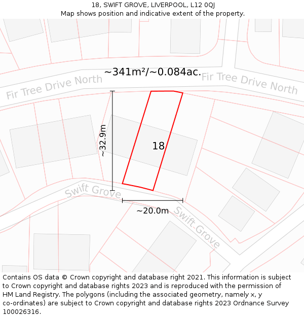 18, SWIFT GROVE, LIVERPOOL, L12 0QJ: Plot and title map