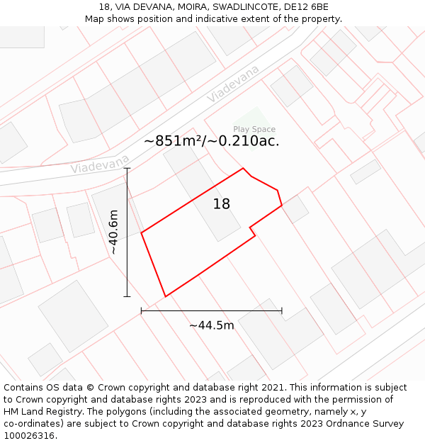 18, VIA DEVANA, MOIRA, SWADLINCOTE, DE12 6BE: Plot and title map