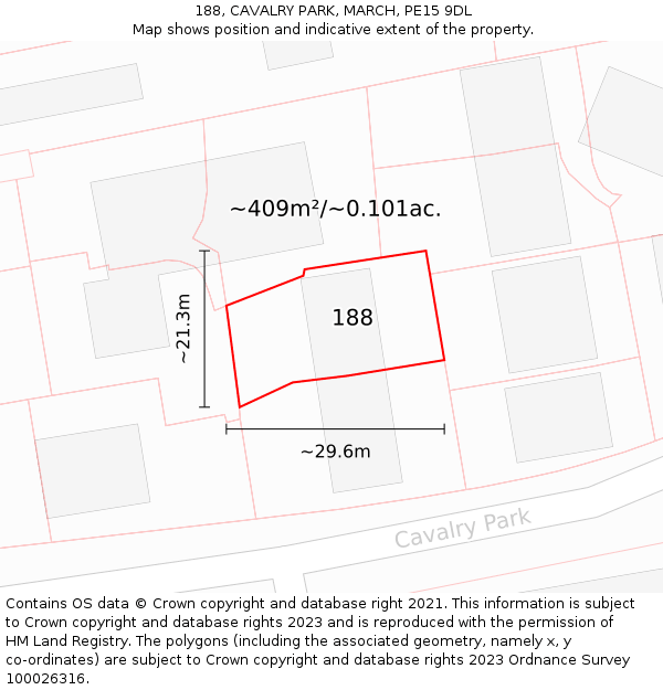 188, CAVALRY PARK, MARCH, PE15 9DL: Plot and title map