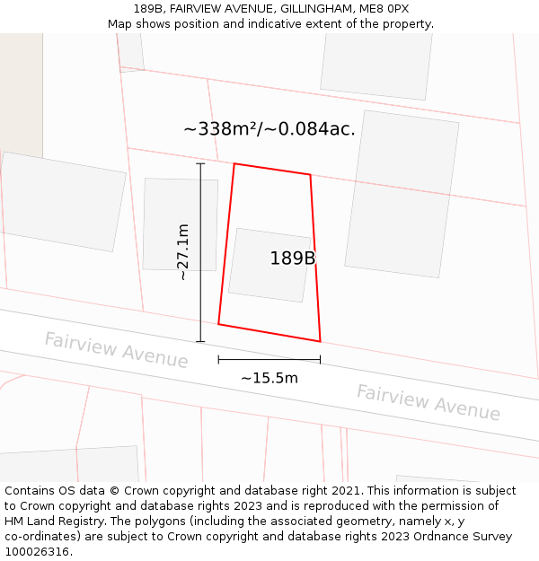 189B, FAIRVIEW AVENUE, GILLINGHAM, ME8 0PX: Plot and title map