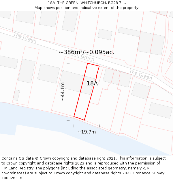 18A, THE GREEN, WHITCHURCH, RG28 7LU: Plot and title map