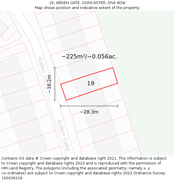 19, ARDEN GATE, DONCASTER, DN4 9DW: Plot and title map