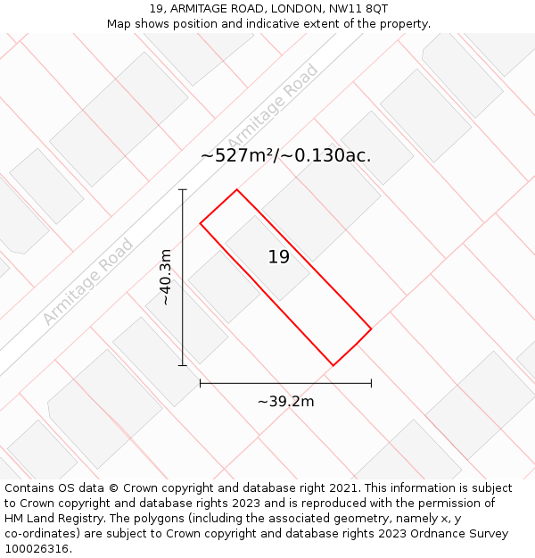 19, ARMITAGE ROAD, LONDON, NW11 8QT: Plot and title map