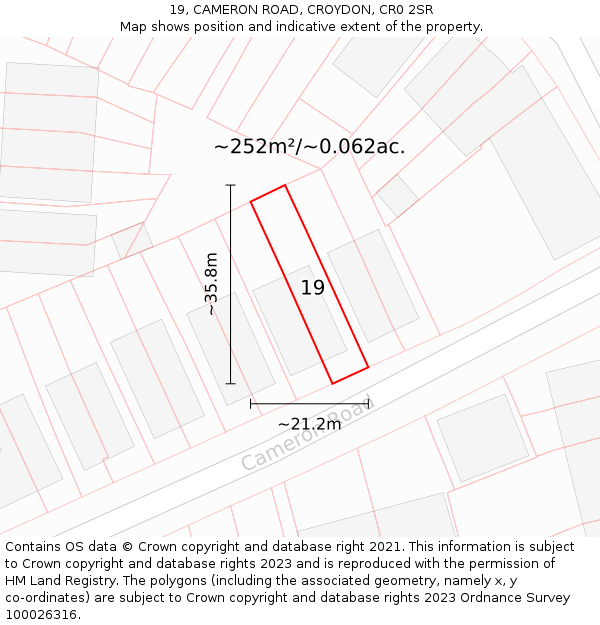 19, CAMERON ROAD, CROYDON, CR0 2SR: Plot and title map