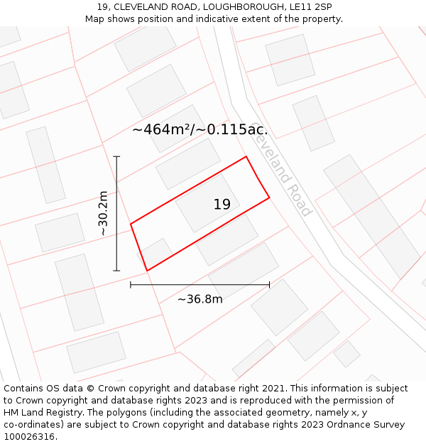 19, CLEVELAND ROAD, LOUGHBOROUGH, LE11 2SP: Plot and title map