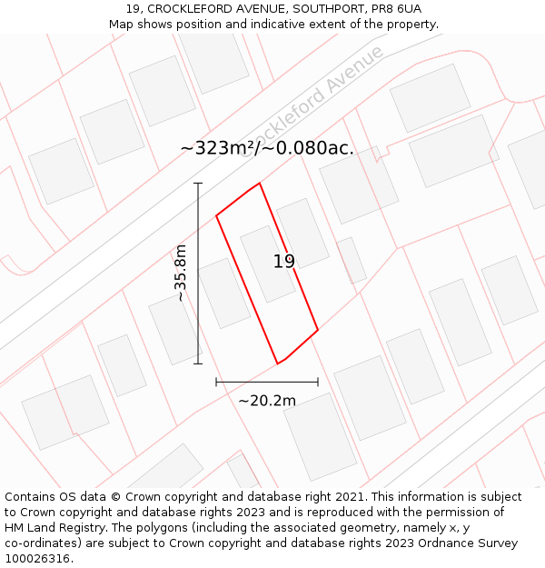 19, CROCKLEFORD AVENUE, SOUTHPORT, PR8 6UA: Plot and title map