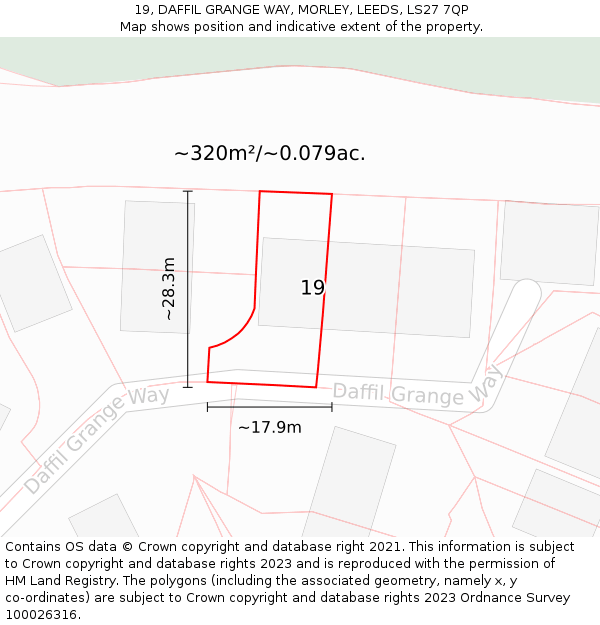 19, DAFFIL GRANGE WAY, MORLEY, LEEDS, LS27 7QP: Plot and title map