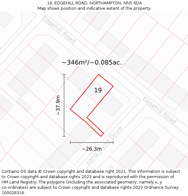 19, EDGEHILL ROAD, NORTHAMPTON, NN5 6DA: Plot and title map