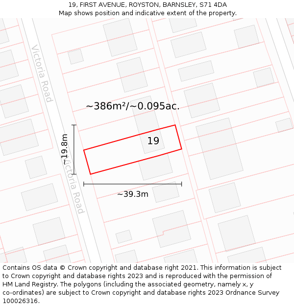 19, FIRST AVENUE, ROYSTON, BARNSLEY, S71 4DA: Plot and title map