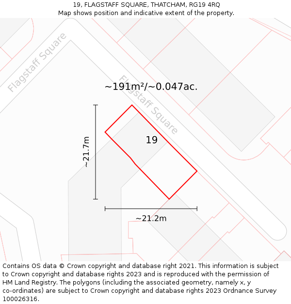 19, FLAGSTAFF SQUARE, THATCHAM, RG19 4RQ: Plot and title map
