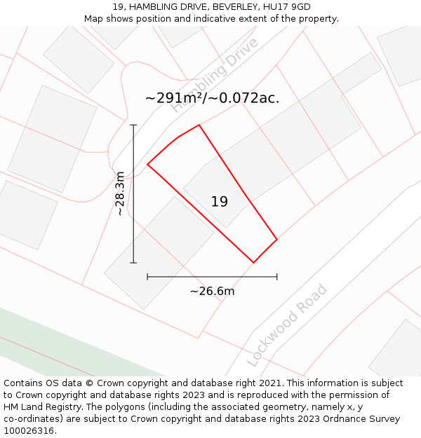 19, HAMBLING DRIVE, BEVERLEY, HU17 9GD: Plot and title map