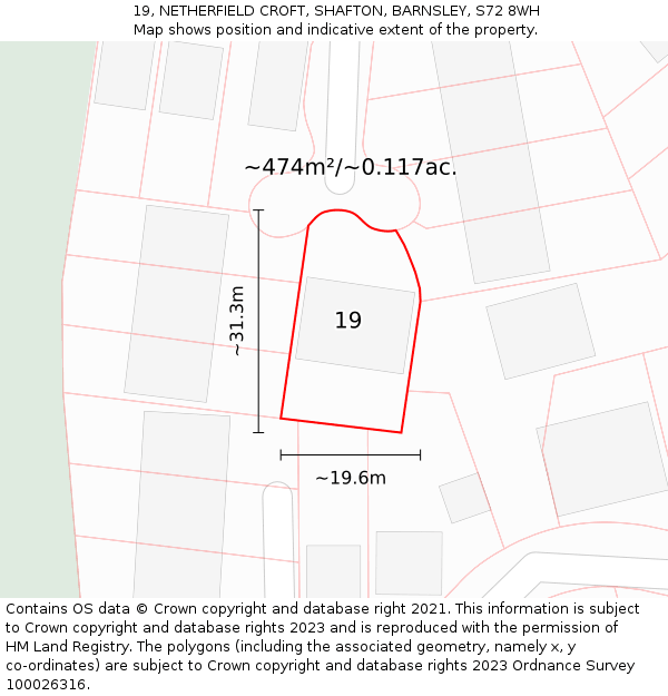 19, NETHERFIELD CROFT, SHAFTON, BARNSLEY, S72 8WH: Plot and title map
