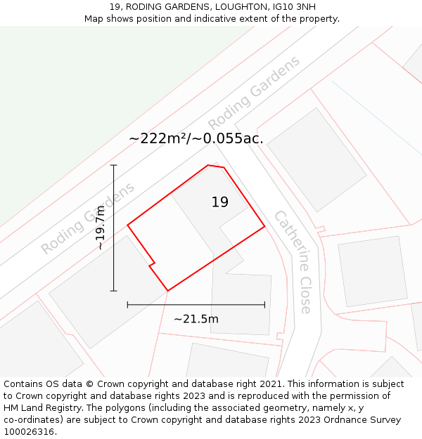 19, RODING GARDENS, LOUGHTON, IG10 3NH: Plot and title map