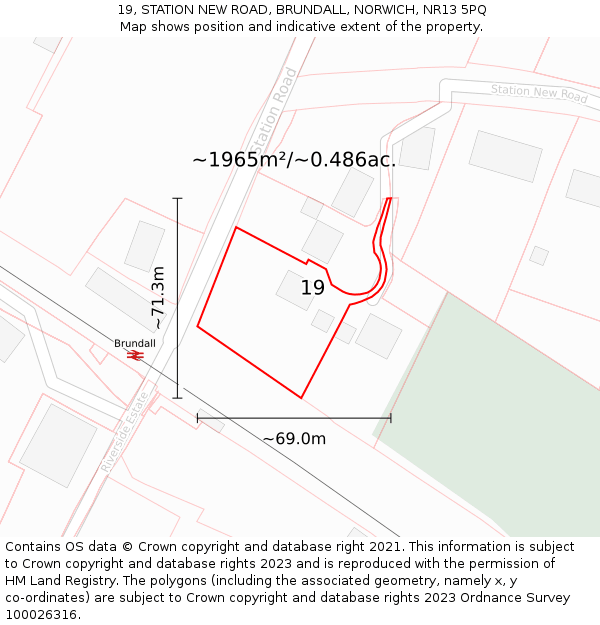 19, STATION NEW ROAD, BRUNDALL, NORWICH, NR13 5PQ: Plot and title map