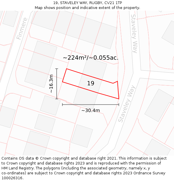 19, STAVELEY WAY, RUGBY, CV21 1TP: Plot and title map