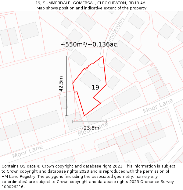 19, SUMMERDALE, GOMERSAL, CLECKHEATON, BD19 4AH: Plot and title map