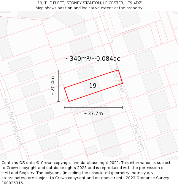 19, THE FLEET, STONEY STANTON, LEICESTER, LE9 4DZ: Plot and title map