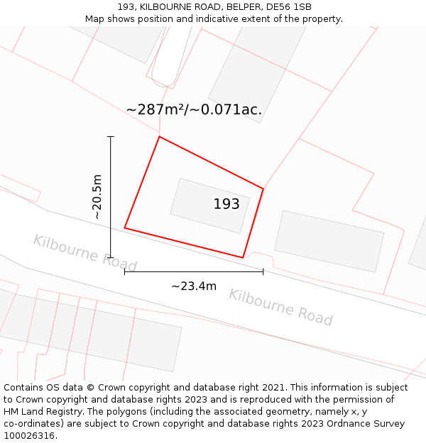 193, KILBOURNE ROAD, BELPER, DE56 1SB: Plot and title map