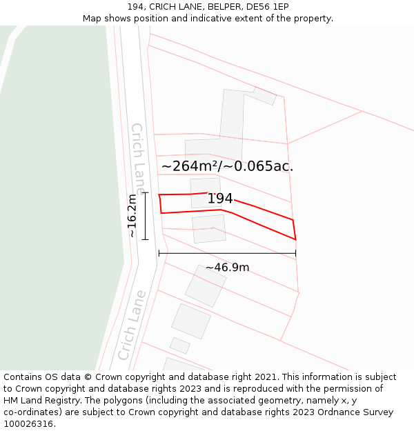 194, CRICH LANE, BELPER, DE56 1EP: Plot and title map