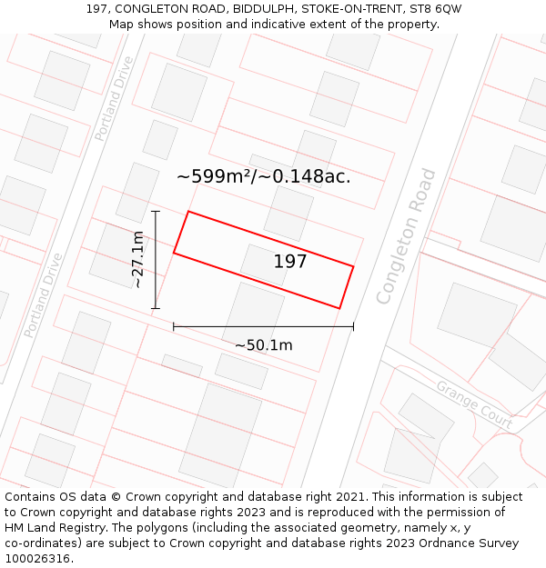 197, CONGLETON ROAD, BIDDULPH, STOKE-ON-TRENT, ST8 6QW: Plot and title map