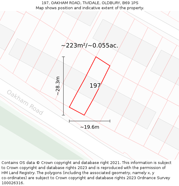 197, OAKHAM ROAD, TIVIDALE, OLDBURY, B69 1PS: Plot and title map