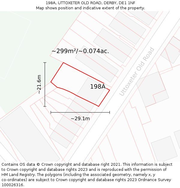 198A, UTTOXETER OLD ROAD, DERBY, DE1 1NF: Plot and title map