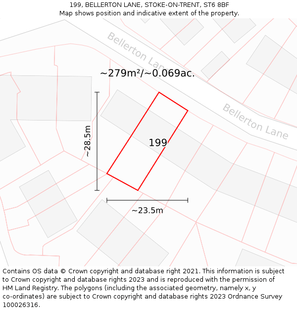 199, BELLERTON LANE, STOKE-ON-TRENT, ST6 8BF: Plot and title map