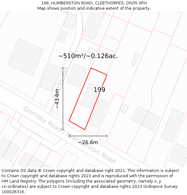 199, HUMBERSTON ROAD, CLEETHORPES, DN35 0PH: Plot and title map