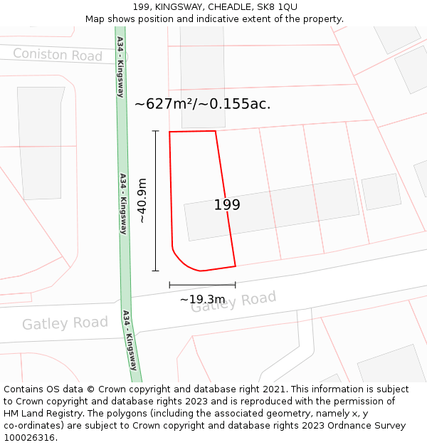 199, KINGSWAY, CHEADLE, SK8 1QU: Plot and title map