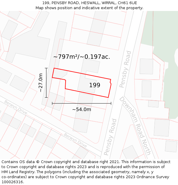 199, PENSBY ROAD, HESWALL, WIRRAL, CH61 6UE: Plot and title map