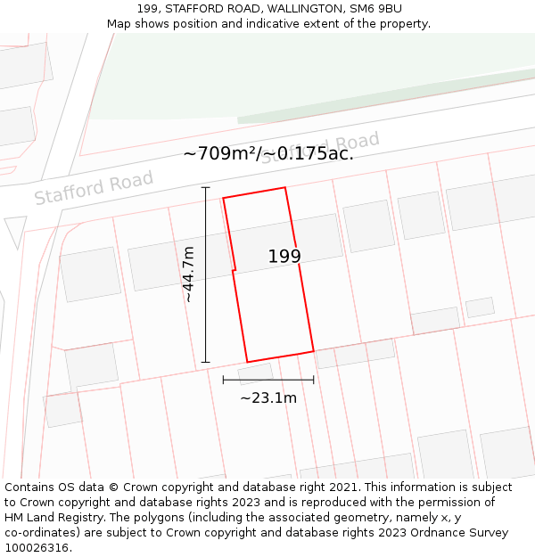 199, STAFFORD ROAD, WALLINGTON, SM6 9BU: Plot and title map