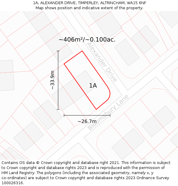 1A, ALEXANDER DRIVE, TIMPERLEY, ALTRINCHAM, WA15 6NF: Plot and title map