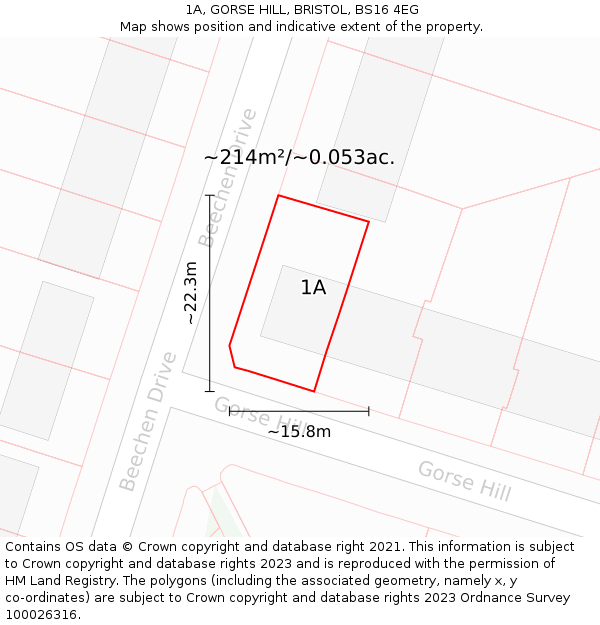 1A, GORSE HILL, BRISTOL, BS16 4EG: Plot and title map