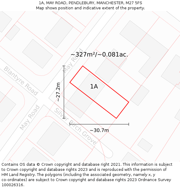 1A, MAY ROAD, PENDLEBURY, MANCHESTER, M27 5FS: Plot and title map