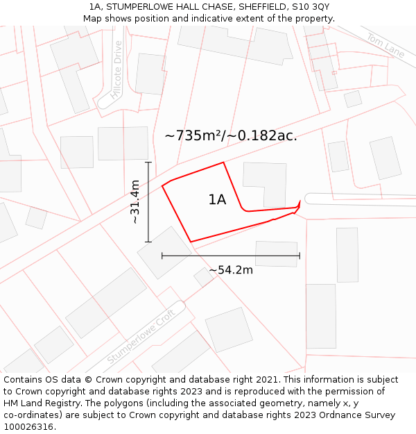 1A, STUMPERLOWE HALL CHASE, SHEFFIELD, S10 3QY: Plot and title map