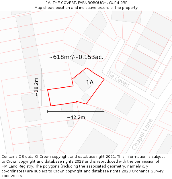 1A, THE COVERT, FARNBOROUGH, GU14 9BP: Plot and title map