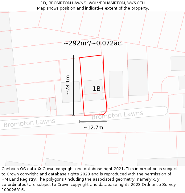 1B, BROMPTON LAWNS, WOLVERHAMPTON, WV6 8EH: Plot and title map