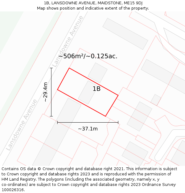 1B, LANSDOWNE AVENUE, MAIDSTONE, ME15 9DJ: Plot and title map