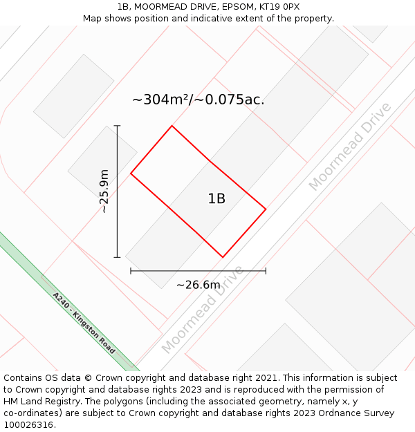 1B, MOORMEAD DRIVE, EPSOM, KT19 0PX: Plot and title map