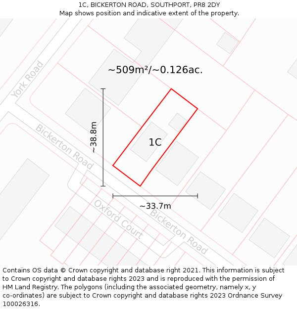 1C, BICKERTON ROAD, SOUTHPORT, PR8 2DY: Plot and title map