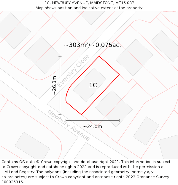 1C, NEWBURY AVENUE, MAIDSTONE, ME16 0RB: Plot and title map