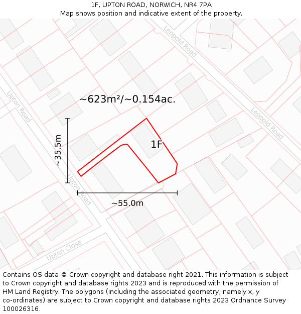 1F, UPTON ROAD, NORWICH, NR4 7PA: Plot and title map