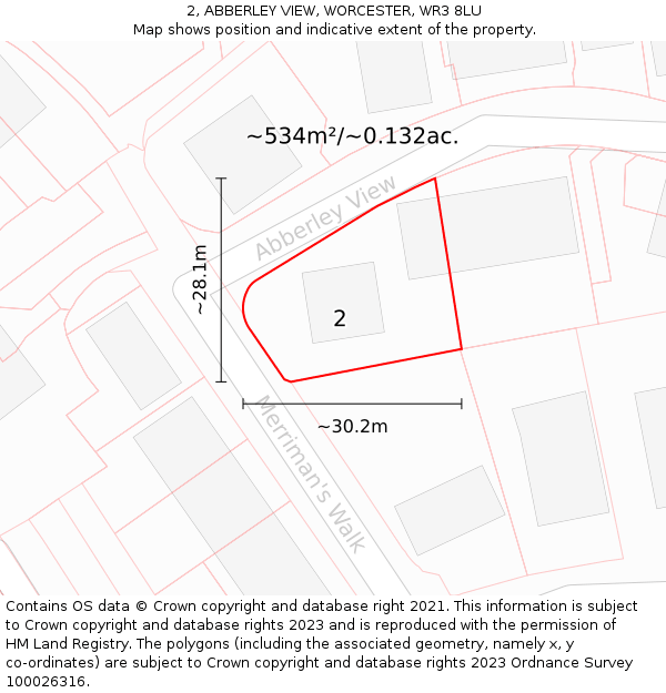 2, ABBERLEY VIEW, WORCESTER, WR3 8LU: Plot and title map