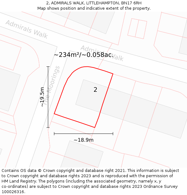 2, ADMIRALS WALK, LITTLEHAMPTON, BN17 6RH: Plot and title map