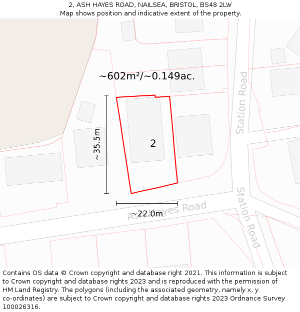 2, ASH HAYES ROAD, NAILSEA, BRISTOL, BS48 2LW: Plot and title map