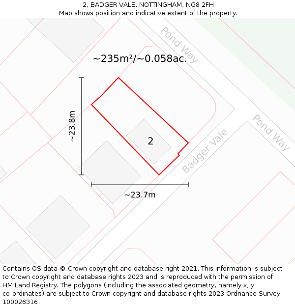 2, BADGER VALE, NOTTINGHAM, NG8 2FH: Plot and title map