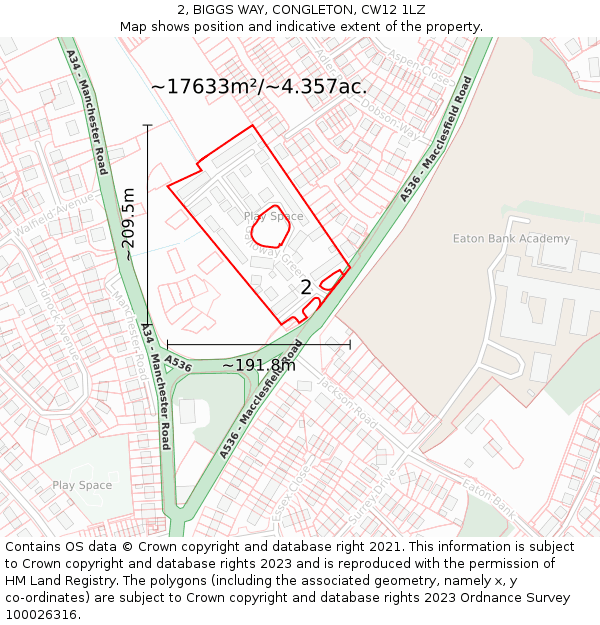 2, BIGGS WAY, CONGLETON, CW12 1LZ: Plot and title map