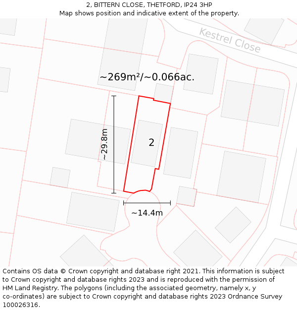 2, BITTERN CLOSE, THETFORD, IP24 3HP: Plot and title map