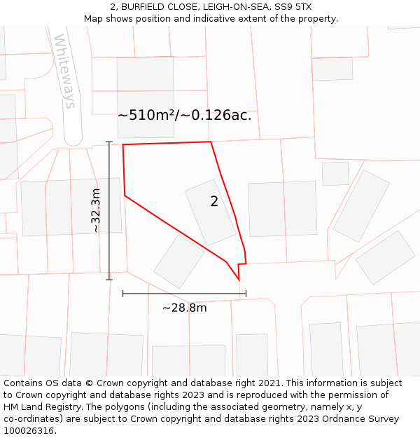 2, BURFIELD CLOSE, LEIGH-ON-SEA, SS9 5TX: Plot and title map