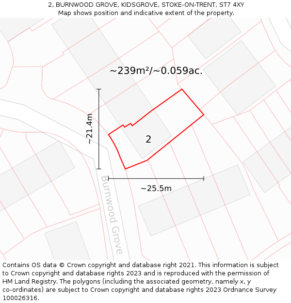 2, BURNWOOD GROVE, KIDSGROVE, STOKE-ON-TRENT, ST7 4XY: Plot and title map